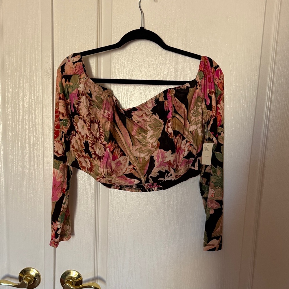 Anthropologie Multicolor Floral Off-Shoulder Blouse